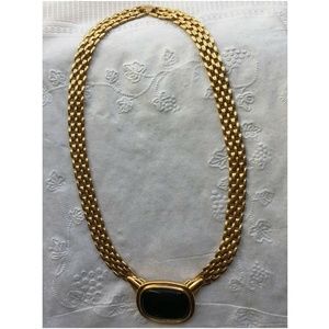 Mesh Link Choker with Black Stone